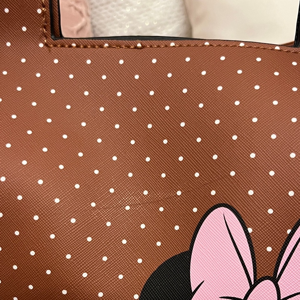 NWT Disney Minnie Mouse Brown Polka Dot Bag- with flaws - Picture 3 of 11